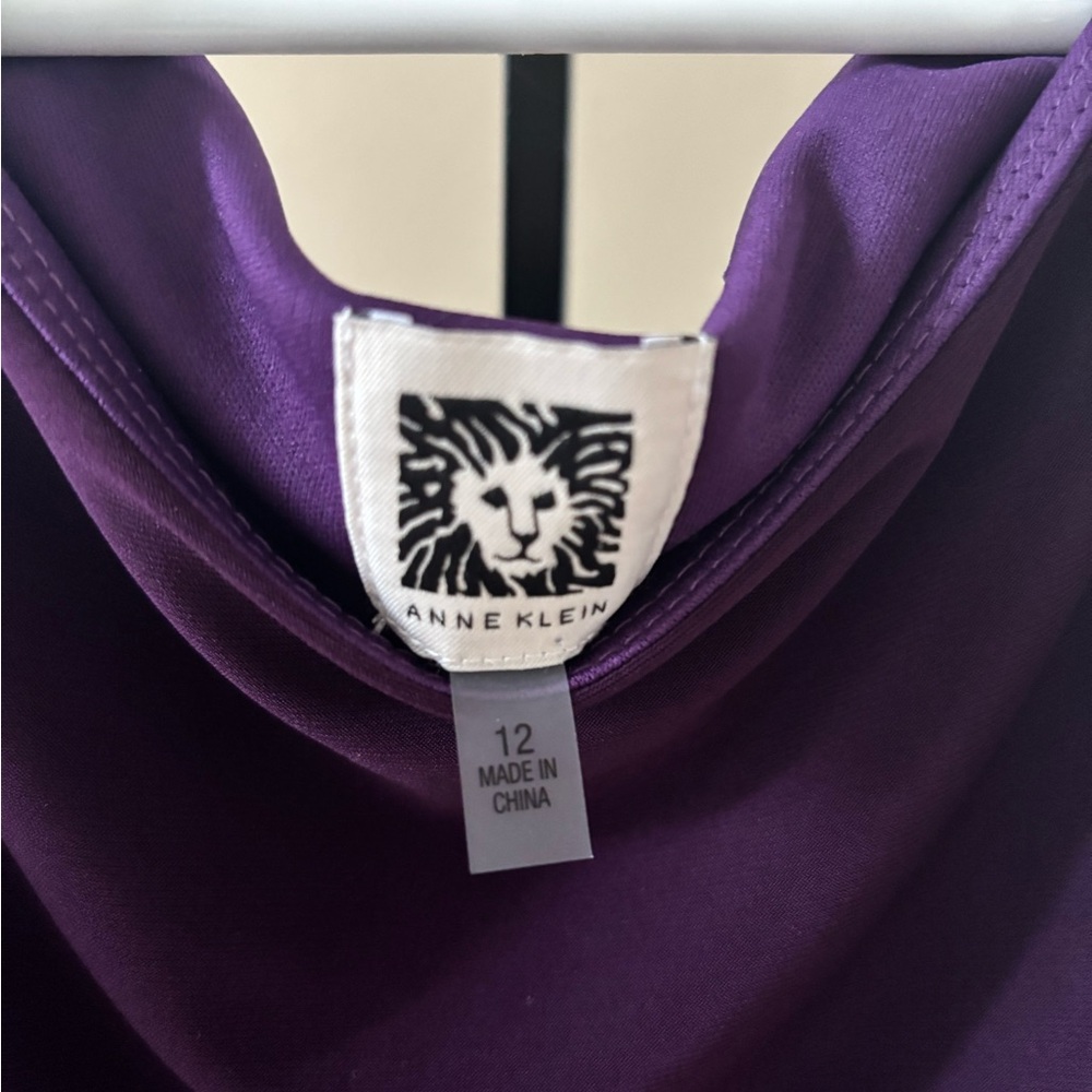 Anne Klein Elegant Plum Long Sleeve Dress - Picture 2 of 3